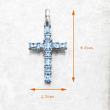 Brand New Pendant Cross with Aquamarine Stones 925 Sterling Silver Fine Jewellery Accessories Romantic Gift For Ladies - The Jewellery Supermarket