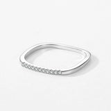 Unique Geometric Square Silver Minimalist AAAA Lab Created Diamond Stackable Ring