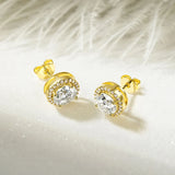 Super 5mm/6.5mm Moissanite Diamonds Halo Stud Earrings for Women Men Fine Jewellery