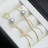 Attractive Dangle Natural Pearl Earrings 925 Silver Gold Colour Earrings