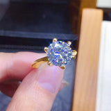 1Ct - 3Ct Diamond Solitaire Silver Yellow GP VVS1 D Colour Moissanite Diamond Ring