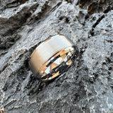 Stepped Beveled Brushed Finish 10MM Classic Men Women Tungsten Carbide Rings
