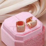 Excellent Square Rolled 14K Rose Gold Fashion AAA Zircon Diamonds Earrings -  Luxury Trendy Fine Jewellery