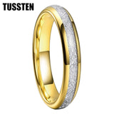 New Arrival Tungsten Bright Meteorite Inlay Domed Polished Mens Women Wedding Rings - Fashion Jewellery - The Jewellery Supermarket