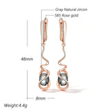Deliacate 14K Filled Gold Grey AAA Zircon Crystals Dangle Luxury Earrings