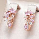 14 Karat Gold Filled Shiny Pink AAA Zircon Crystals Earrings For Women Fine Jewellery