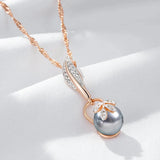 14K Rolled Gold Grey Pearl and AAA Zircon Diamonds Luxury Pendant And Necklace For Women