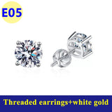 925 Sterling Sliver High-end Crown Moissanite Diamond Heart Screw Stud Earrings For Women