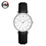New Elegant Luxury Zircon Diamonds Quartz Movement 34mm Stainless Steel Mesh Leather Strap Casual Fashion Wristwatch