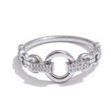 18K Gold Plated Exquisite Stainless Steel AAA Cubic Zirconia Diamonds Stylish Ring