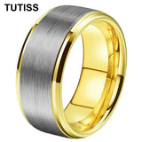 Stepped Beveled Brushed Finish 10MM Classic Men Women Tungsten Carbide Rings