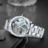 Luxury Square Skeleton Automatic Golden Bridge Dial Carved Movement Mechanical Waterproof Watches - The Jewellery Supermarket
