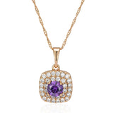 Luxury 14K Filled Rose Gold Purple AAA Zircon Diamonds  Pendant And Necklace - Shiny Party Fine Jewellery