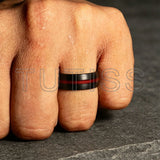 Black Dome Brushed Middle Groove Embedded With Red Fishing Line 6mm 8mm Tungsten Ring