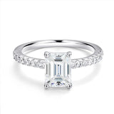 Emerald/Radiant Cut 1-4CT 1-4CT VVS1 D Colour Moissanite Diamond Silver Wedding Ring