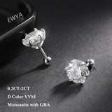 Brilliant 0.2-2ct D VVS1 6 Prong Moissanite Diamonds Screw Stud Earrings For Women Sterling Silver Fine Jewellery - The Jewellery Supermarket