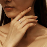 Elegant Real Pearl 925 Sterling Silver AAA Zircon Diamonds Open Geometric Ring