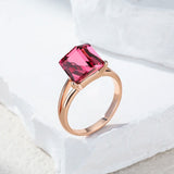 14 Karat Gold Filled Red Cube AAA Zircon Crystal Luxury Fashion Rings For Women