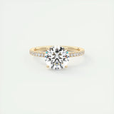 Dazzling VVS1 D Colour 2.00CT Round Moissanite Diamond  14KGP Silver Engagement Ring