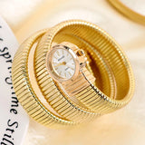 Elegant Snake Design Luxury Ladies Stainless Steel Band Zircon Diamonds Quartz, Rose Gold Silver Plated Wristwatches
