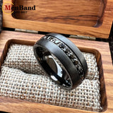 Black Silver Cubic Zirconia Stones Inlay 8mm Mens Womens Wedding Tungsten Ring