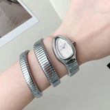 Awesome High-quality Luxury Snake Watch with Stainless Steel Bracelet Fashion Gold Ladies Waterproof Watches
