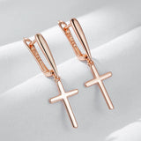 14 Karat Rolled Gold Fashion Glossy Dangle Simple Cross Daily Fine Jewellery Earrings