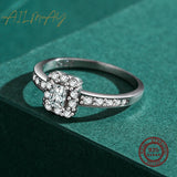 Luxury 925 Sterling Silver AAAA Lab Created Diamonds Rectangle Ring Fine Jewellery