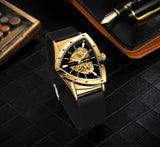 Top Brand Casual Sport Automatic Mechanical Men's Watches Triangle Silicone Strap Skeleton Hollow Racing Wristwatch