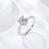 Fabulous 2 Carat Oval Cut Full Moissanite 925 Sterling Silver Solitaire Wedding Ring