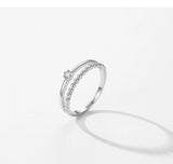 Silver Bilayer Double-Layered design Sparkling AAAA Lab Created Diamond Ring