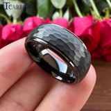 New Arrival Domed Stepped 6mm 8mm Hammered Tungsten Carbide Rings For Women Men - Fashion Gift Jewellery - The Jewellery Supermarket