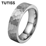Flat Two Colors Hammered 6/8mm Tungsten Wedding Rings for Men and Women