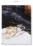 18K Gold Plated Minimalist Stainless Steel Metal Irregular Open Adjustable Ring
