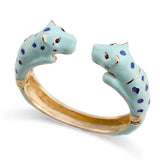 Unique Design Double Leopards Sweet Colorful Cuff Bracelet for Women Girls Gold Plated Fashion Bangle Jewelry Gift