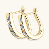 Superb 14KGP 3mm D VVS1 Moissanite Diamonds U-shaped Hoops Geometric Earrings, Silver Engagement Fine Jewellery - The Jewellery Supermarket