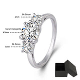 Double Halo 18KGP 3 Stone 1.0CT 6.5mm Engagement&Wedding Moissanite Diamonds Rings for Women Silver Fine Jewellery