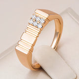 Unique Luxury Shiny 14K Rolled Rose Gold AAA Zircon Diamonds Rings For Women - Party Daily Fine Jewellery