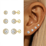 Sterling Silver Six Claws Sparkling Moissanite Diamonds Flat Back Stud Earrings