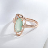 New Season 14K Rolled Rose Gold Geometric Hollow Oval Mist Green AAA Zircon Crsytasl Ring - Fashion Jewellery