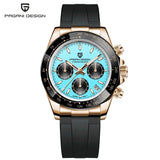 Famous Brand Sky Blue Dial Classics Sapphire Retro Chronograph Stainless Steel Waterproof Men Quartz Watches