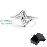 New Design 1CT Marquise Cut VVS1 D Colour Moissanite Diamond Solitaire Silver Ring