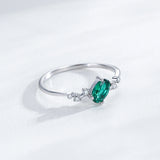 Simple Green Oval AAAA Lab Created Diamond Sterling Silver Ring Minimalist Ring