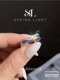 Fashion Round VVS1 D Colour Moissanite Diamond V-shaped Rings Fine Jewellery