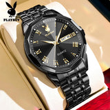 Top Brand Casual Fashion Trend Original Stainless Steel Waterproof Dual Calendar Business Quartz Men's Wrist Watches