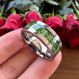 Pipe Cut Polished Finish Groove Inlay Silver Colour Men Women Tungsten Wedding Rings