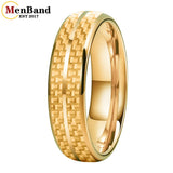 Carbon Fiber Inlay 4/6/8mm Gold Tungsten Engagement Wedding Rings for Men Women