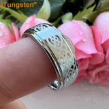 New Stepped Edges Laser Engraved Comfort Fit Men Women Tungsten Wedding Ring