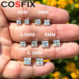 Princess Cut 0.5, 1, 2CT Moissanite Diamonds Rhodium Plated Silver D Color Stud Earrings