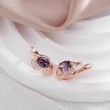 Amazing Fashion Design Oval Purple 14K Rose Gold Rolled AAA Zircon Crystals  Drop Earrings, Daily Jewellery